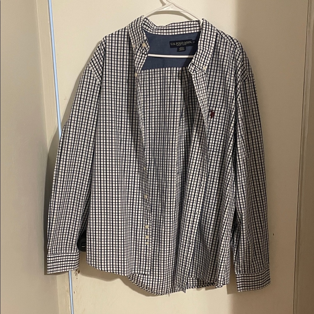 U.S. Polo Assn. Blue and White Checkered Dress Shirt
